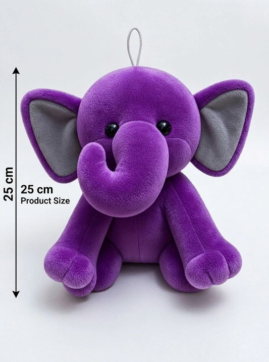 Premium Purple & Grey Elephant Stuffed Toy with Soft E.F. Fabric & Cute Expressive Eyes | Huggable Plush Animal