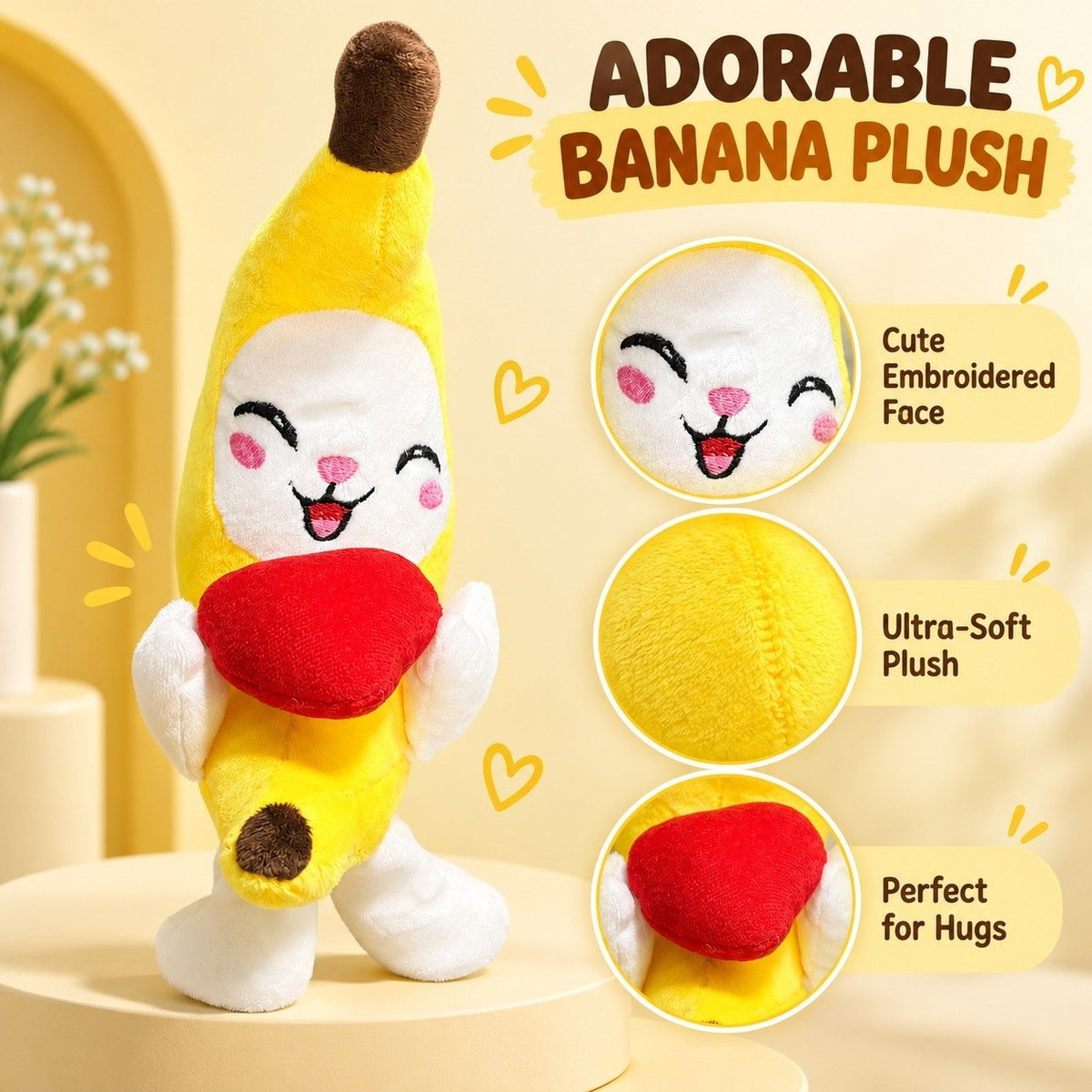 Crybananacat Official Adorable Banana Cat Plush Toy | Ultra Soft Cute Toy
