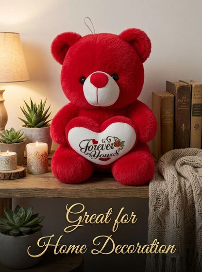 Premium Red Stuffed Teddy Bear with "Forever Yours" Heart | Soft & Cuddly Plush Toy for Gifting (36 cm)