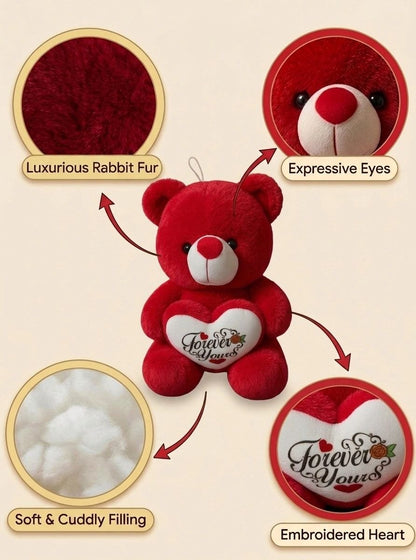 Premium Red Stuffed Teddy Bear with "Forever Yours" Heart | Soft & Cuddly Plush Toy for Gifting (36 cm)