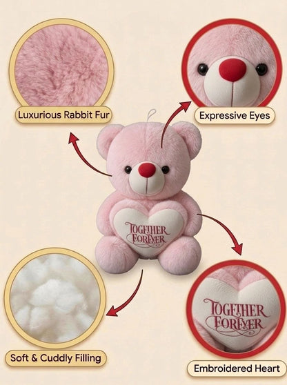 Premium Pink Stuffed Teddy Bear with "Together Forever" Heart | Soft & Cuddly Plush Toy for Gifting (36 cm)