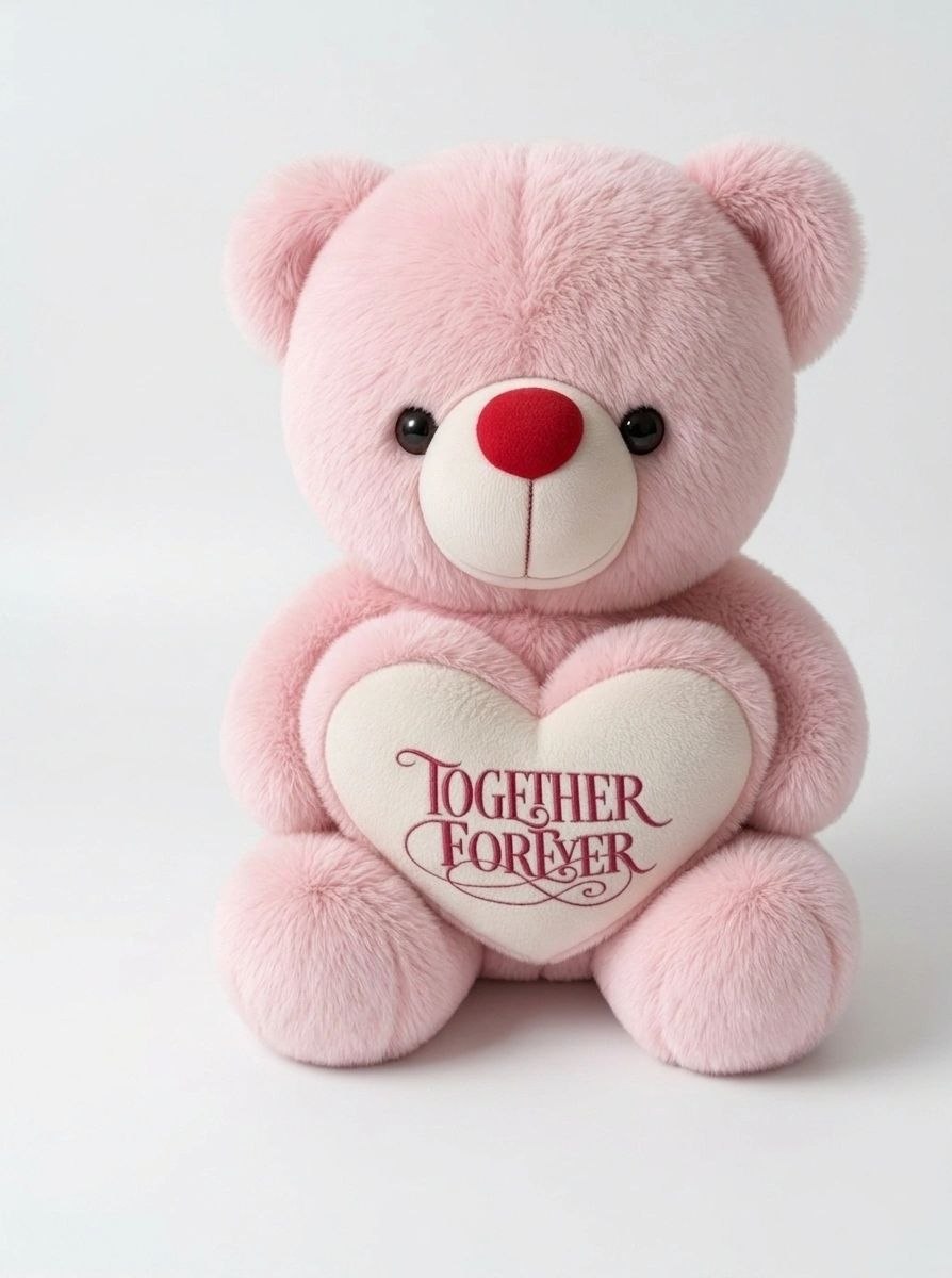 Premium Pink Stuffed Teddy Bear with "Together Forever" Heart | Soft & Cuddly Plush Toy for Gifting (36 cm)