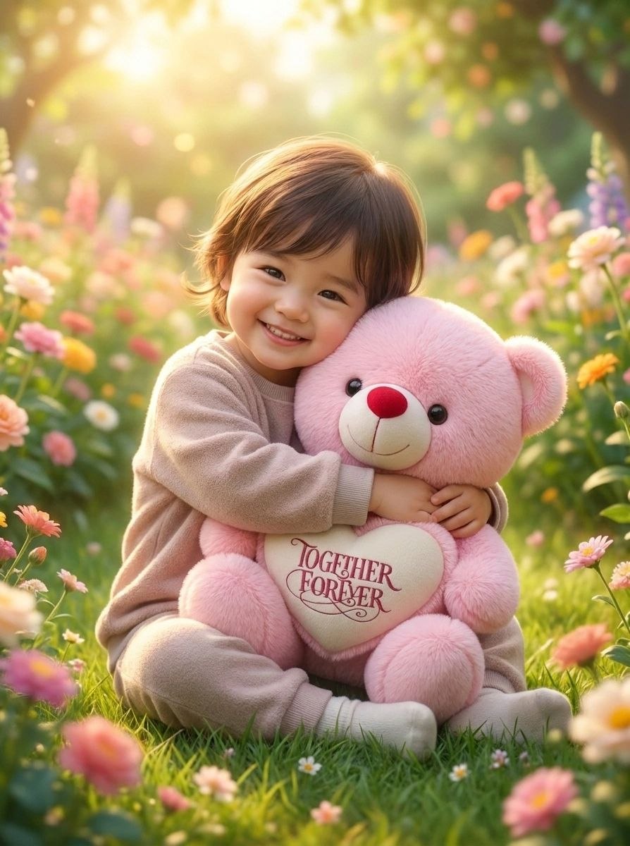 Premium Pink Stuffed Teddy Bear with "Together Forever" Heart | Soft & Cuddly Plush Toy for Gifting (36 cm)