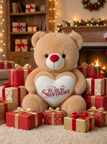 Premium Brown Stuffed Teddy Bear with "You Are My Sweetheart" Heart | Soft & Cuddly Plush Toy (36 cm)