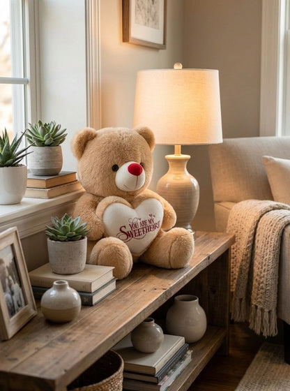 Premium Brown Stuffed Teddy Bear with "You Are My Sweetheart" Heart | Soft & Cuddly Plush Toy (36 cm)