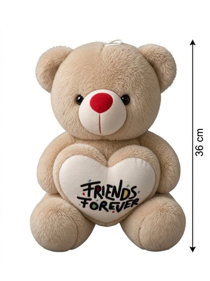 Premium Light Brown Stuffed Teddy Bear with "Friends Forever" Heart | Soft & Cuddly Plush Toy (36 cm)