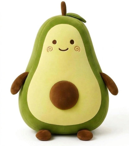 Adorable Avocado Stuffed Toy with Cute Face & Big Seed | Soft Cuddle & Fruit Plush Pillow