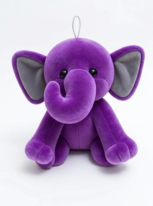 Premium Purple & Grey Elephant Stuffed Toy with Soft E.F. Fabric & Cute Expressive Eyes | Huggable Plush Animal