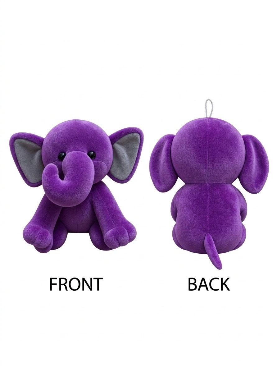 Premium Purple & Grey Elephant Stuffed Toy with Soft E.F. Fabric & Cute Expressive Eyes | Huggable Plush Animal