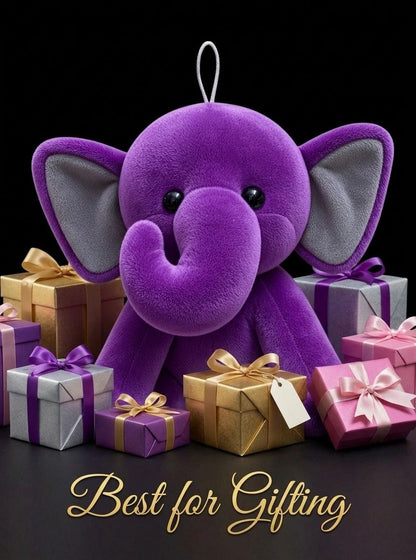Premium Purple & Grey Elephant Stuffed Toy with Soft E.F. Fabric & Cute Expressive Eyes | Huggable Plush Animal