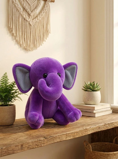 Premium Purple & Grey Elephant Stuffed Toy with Soft E.F. Fabric & Cute Expressive Eyes | Huggable Plush Animal
