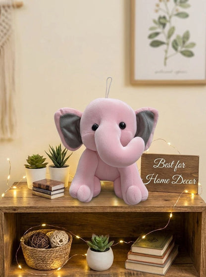 Premium Baby Pink & Grey Elephant Stuffed Toy with Soft E.F. Fabric & Cute Expressive Eyes | Huggable Plush Animal
